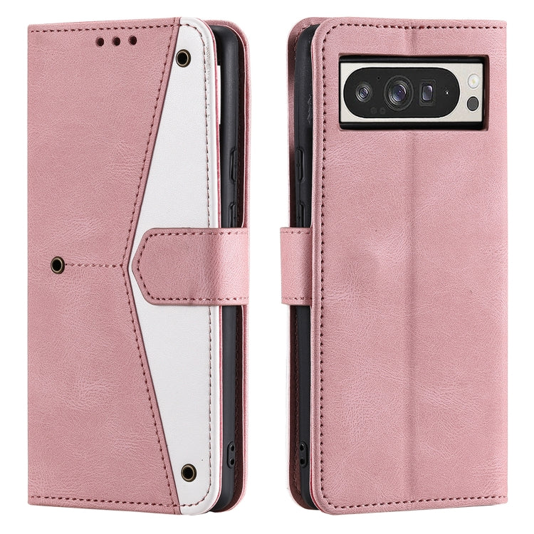 For Google Pixel 9 Pro XL Nail Skin Feel Stitching Calf Texture Leather Phone Case(Rose Gold) by buy2fix