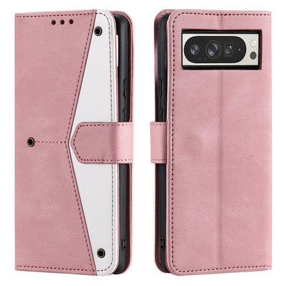 For Google Pixel 9 Pro XL Nail Skin Feel Stitching Calf Texture Leather Phone Case(Rose Gold) by buy2fix