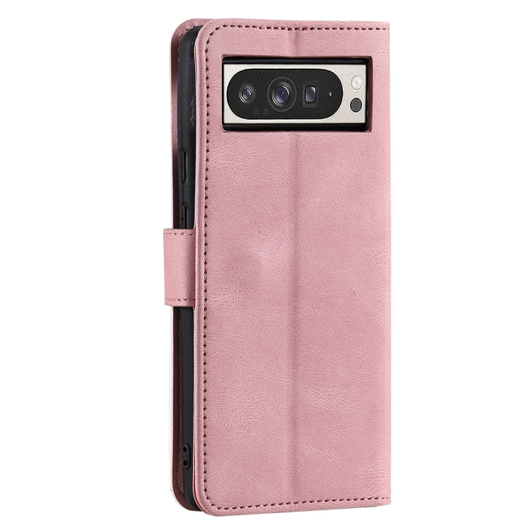 For Google Pixel 9 Pro XL Nail Skin Feel Stitching Calf Texture Leather Phone Case(Rose Gold) by buy2fix