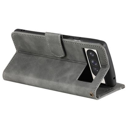 For Google Pixel 9 Pro XL Nail Skin Feel Stitching Calf Texture Leather Phone Case(Grey) by buy2fix