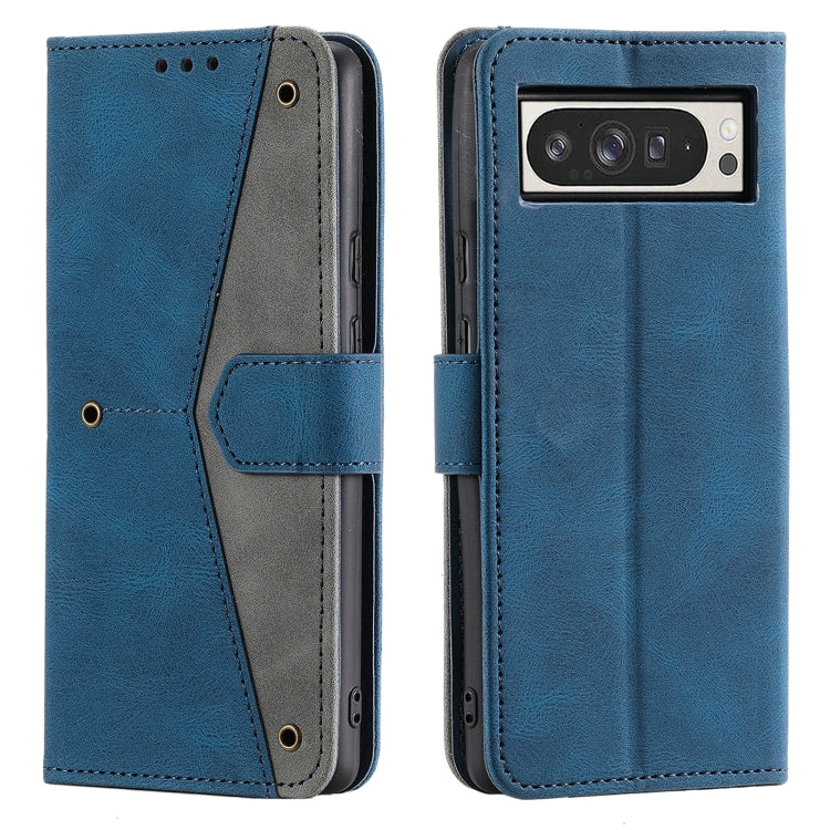 For Google Pixel 9 Pro XL Nail Skin Feel Stitching Calf Texture Leather Phone Case(Blue) by buy2fix
