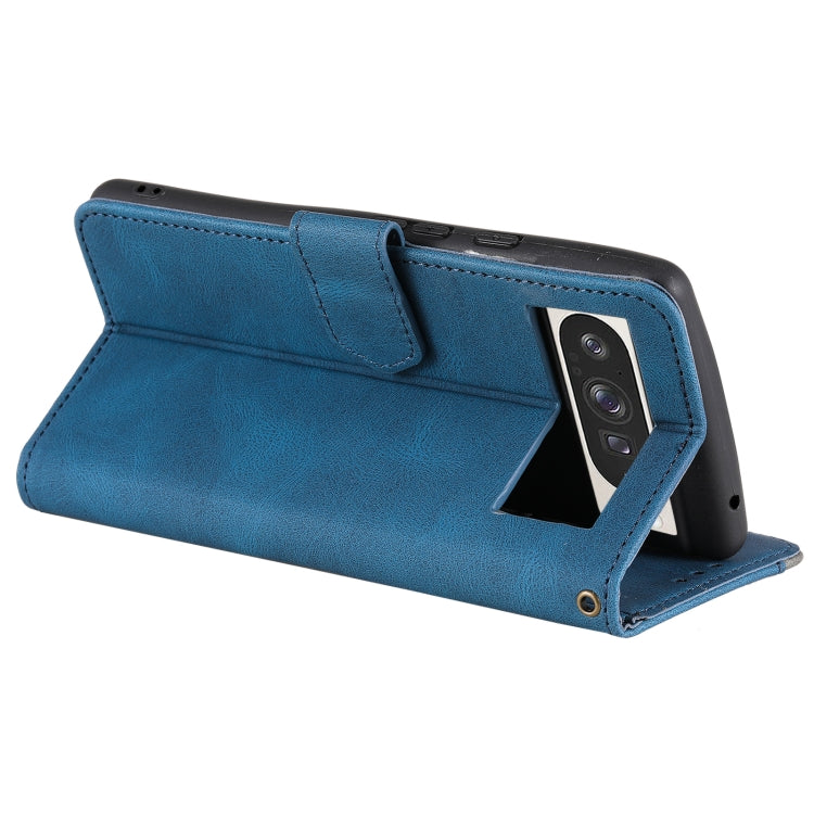 For Google Pixel 9 Pro XL Nail Skin Feel Stitching Calf Texture Leather Phone Case(Blue) by buy2fix