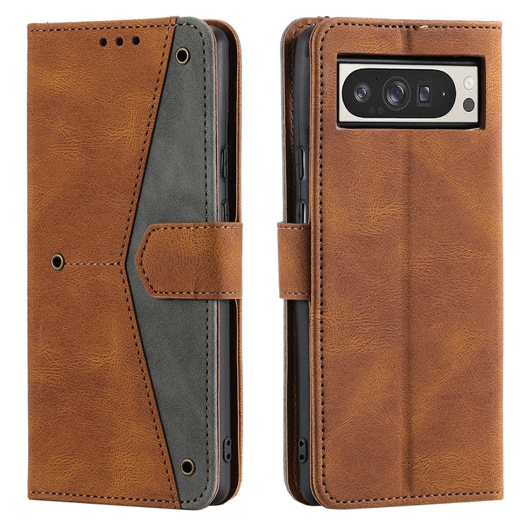 For Google Pixel 9 Pro XL Nail Skin Feel Stitching Calf Texture Leather Phone Case(Brown) by buy2fix