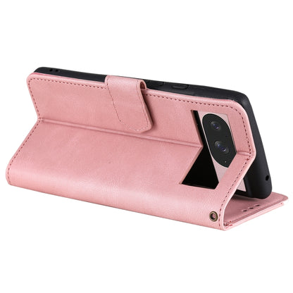 For Google Pixel 9 / 9 Pro Nail Skin Feel Stitching Calf Texture Leather Phone Case(Rose Gold) by buy2fix