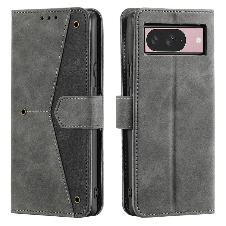 For Google Pixel 9 / 9 Pro Nail Skin Feel Stitching Calf Texture Leather Phone Case(Grey) by buy2fix