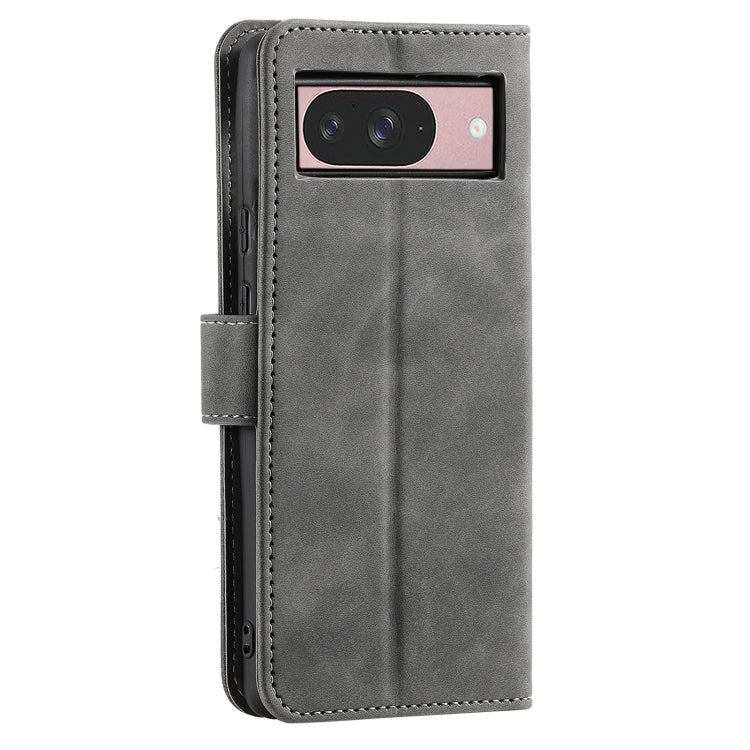For Google Pixel 9 / 9 Pro Nail Skin Feel Stitching Calf Texture Leather Phone Case(Grey) by buy2fix