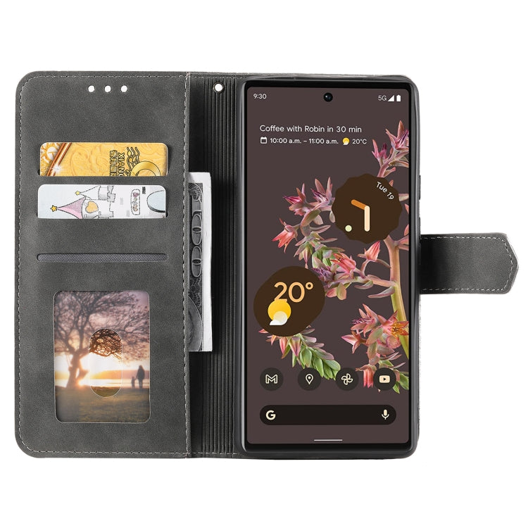 For Google Pixel 9 / 9 Pro Nail Skin Feel Stitching Calf Texture Leather Phone Case(Grey) by buy2fix