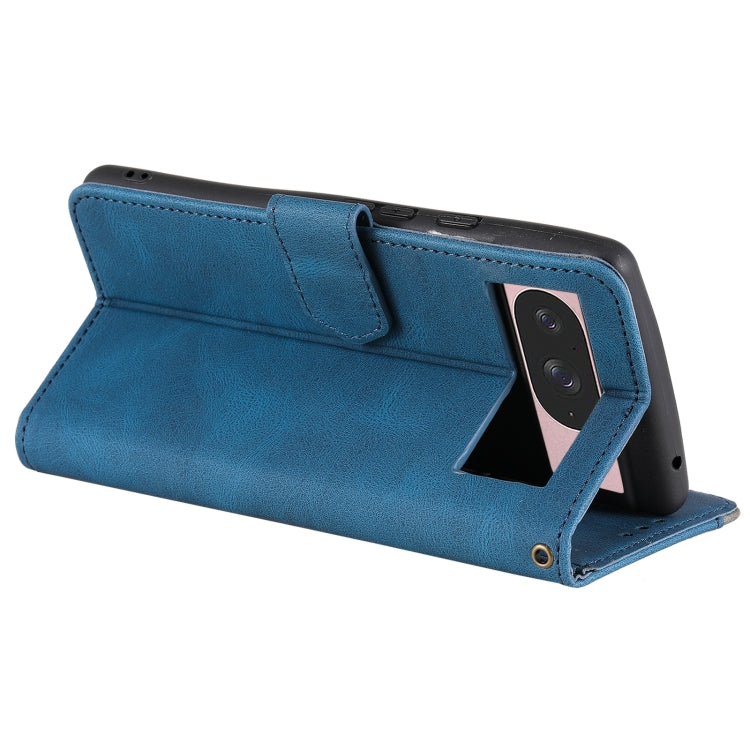 For Google Pixel 9 / 9 Pro Nail Skin Feel Stitching Calf Texture Leather Phone Case(Blue) by buy2fix