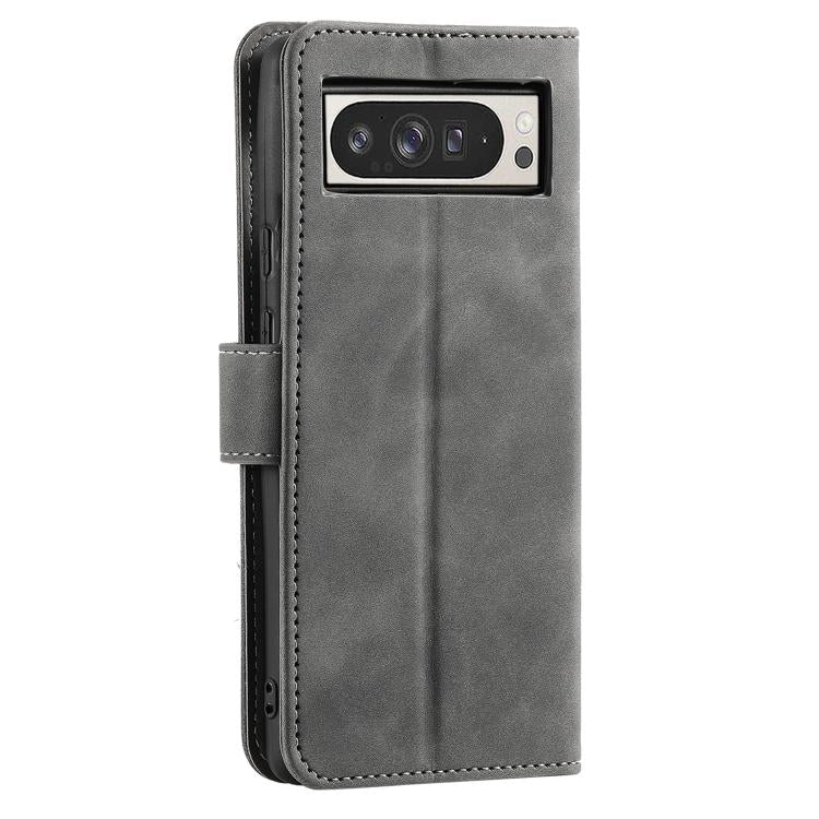 For Google Pixel 10 Pro XL Nail Skin Feel Stitching Calf Texture Leather Phone Case(Grey) - Google Cases by buy2fix | Online Shopping UK | buy2fix