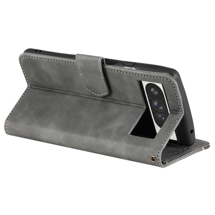 For Google Pixel 10 Pro XL Nail Skin Feel Stitching Calf Texture Leather Phone Case(Grey) - Google Cases by buy2fix | Online Shopping UK | buy2fix