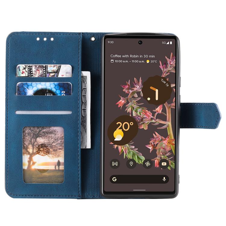 For Google Pixel 10 Pro XL Nail Skin Feel Stitching Calf Texture Leather Phone Case(Blue) - Google Cases by buy2fix | Online Shopping UK | buy2fix