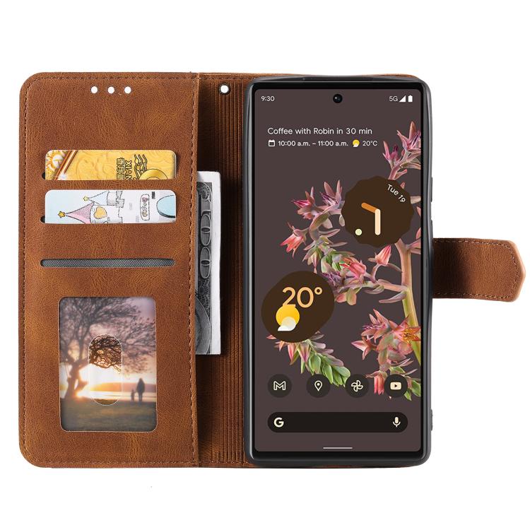 For Google Pixel 10 Pro XL Nail Skin Feel Stitching Calf Texture Leather Phone Case(Brown) - Google Cases by buy2fix | Online Shopping UK | buy2fix