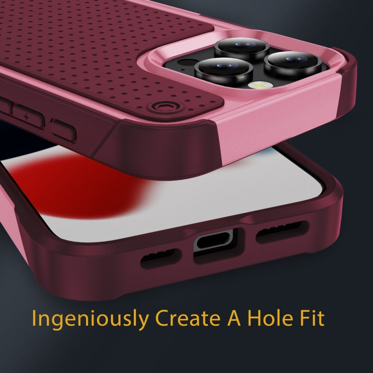 For iPhone 16 Pro Max PC + TPU Shockproof Protective Phone Case(Pink+Dark Red) by buy2fix
