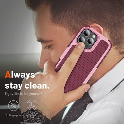 For iPhone 16 Pro Max PC + TPU Shockproof Protective Phone Case(Pink+Dark Red) by buy2fix