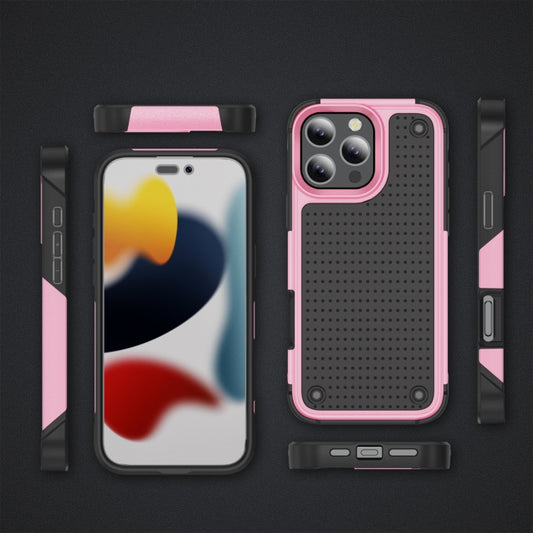 For iPhone 16 Pro Max PC + TPU Shockproof Protective Phone Case(Pink+Black) by buy2fix