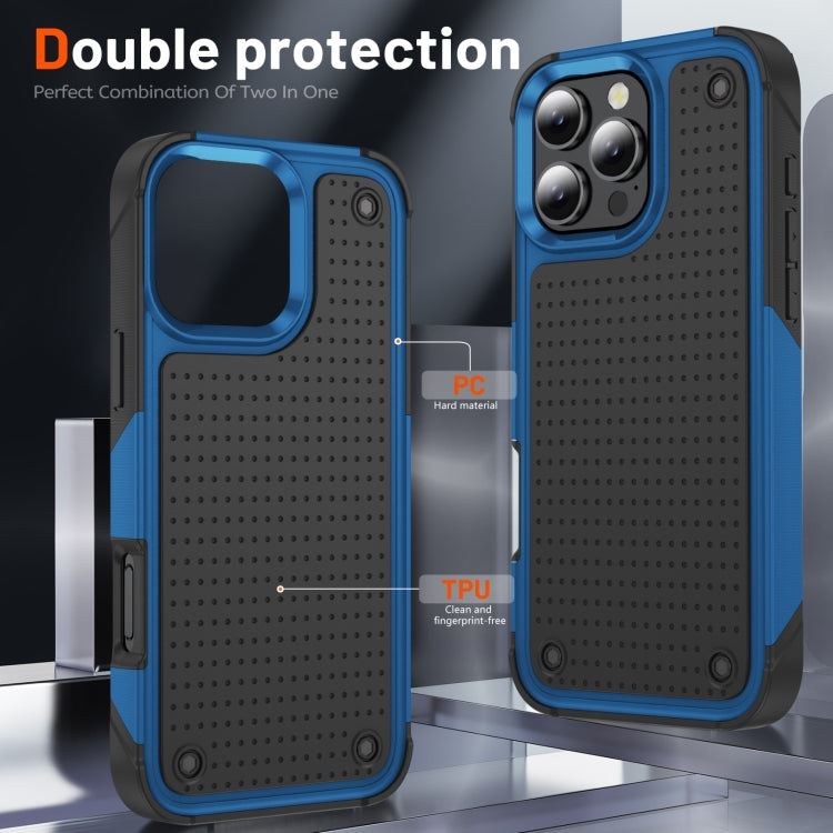 For iPhone 16 Pro Max PC + TPU Shockproof Protective Phone Case(Blue+Black) by buy2fix