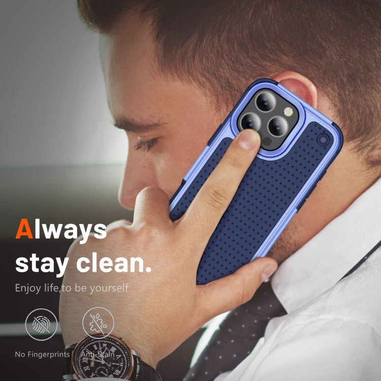 For iPhone 16 Pro Max PC + TPU Shockproof Protective Phone Case(Light Purple+Sapphire Blue) by buy2fix