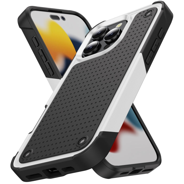 For iPhone 16 Pro PC + TPU Shockproof Protective Phone Case(White+Black) by buy2fix