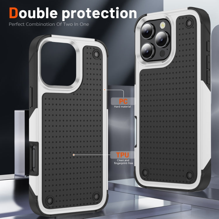 For iPhone 16 Pro PC + TPU Shockproof Protective Phone Case(White+Black) by buy2fix