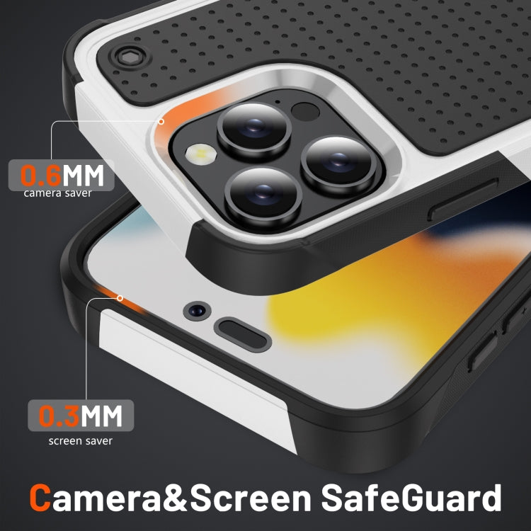 For iPhone 16 Pro PC + TPU Shockproof Protective Phone Case(White+Black) by buy2fix