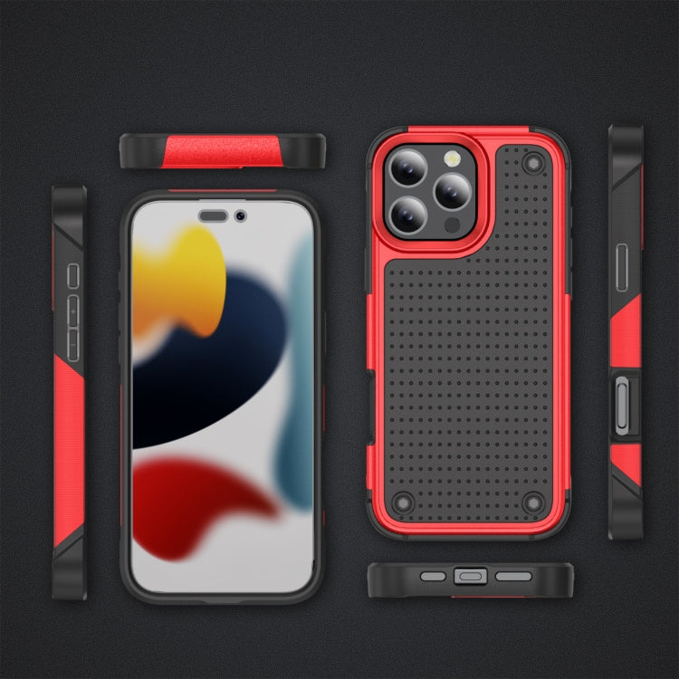 For iPhone 16 Pro PC + TPU Shockproof Protective Phone Case(Red+Black) by buy2fix