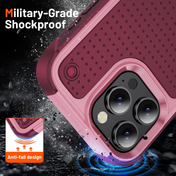 For iPhone 16 Pro PC + TPU Shockproof Protective Phone Case(Pink+Dark Red) by buy2fix