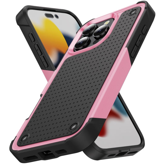 For iPhone 16 Pro PC + TPU Shockproof Protective Phone Case(Pink+Black) by buy2fix