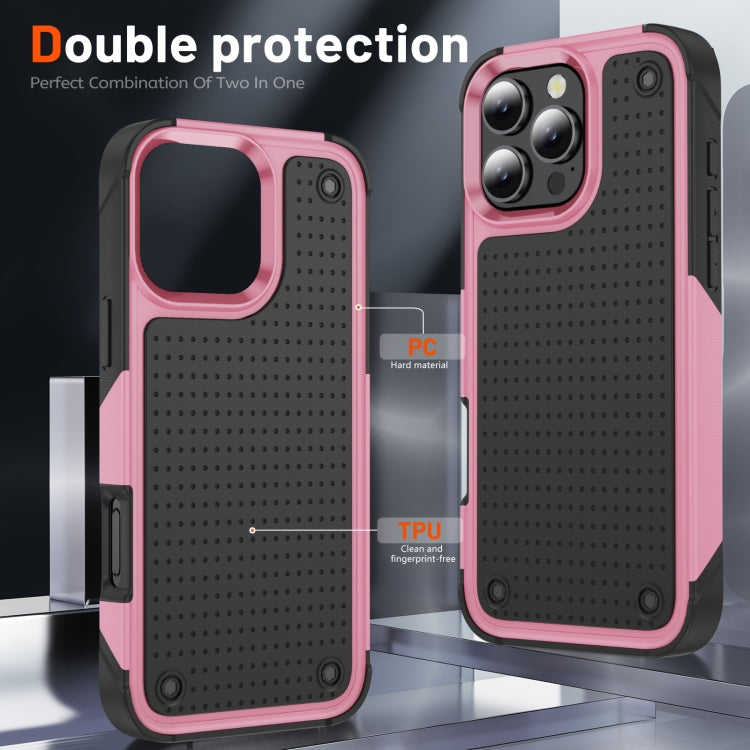 For iPhone 16 Pro PC + TPU Shockproof Protective Phone Case(Pink+Black) by buy2fix