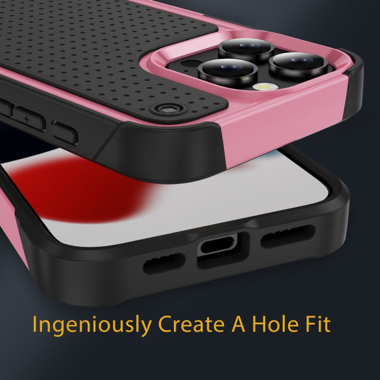 For iPhone 16 Pro PC + TPU Shockproof Protective Phone Case(Pink+Black) by buy2fix