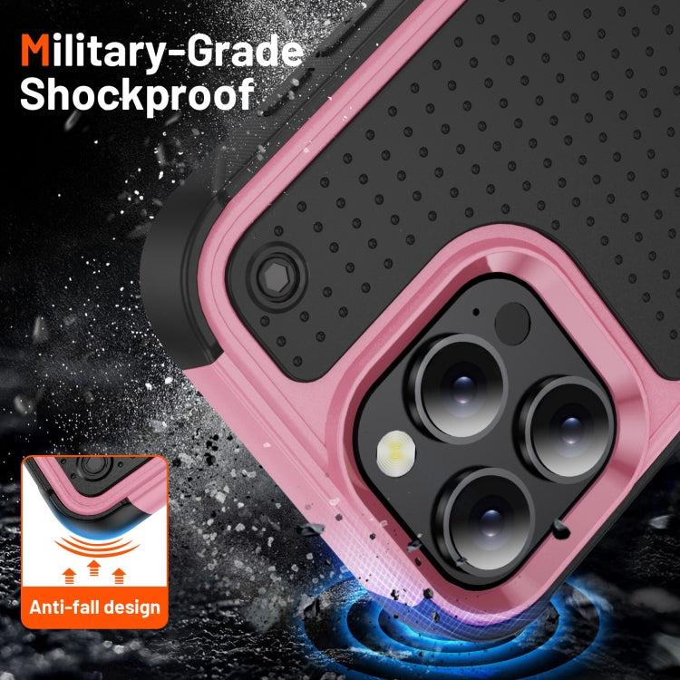 For iPhone 16 Pro PC + TPU Shockproof Protective Phone Case(Pink+Black) by buy2fix