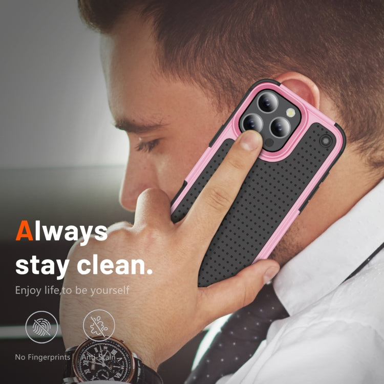 For iPhone 16 Pro PC + TPU Shockproof Protective Phone Case(Pink+Black) by buy2fix