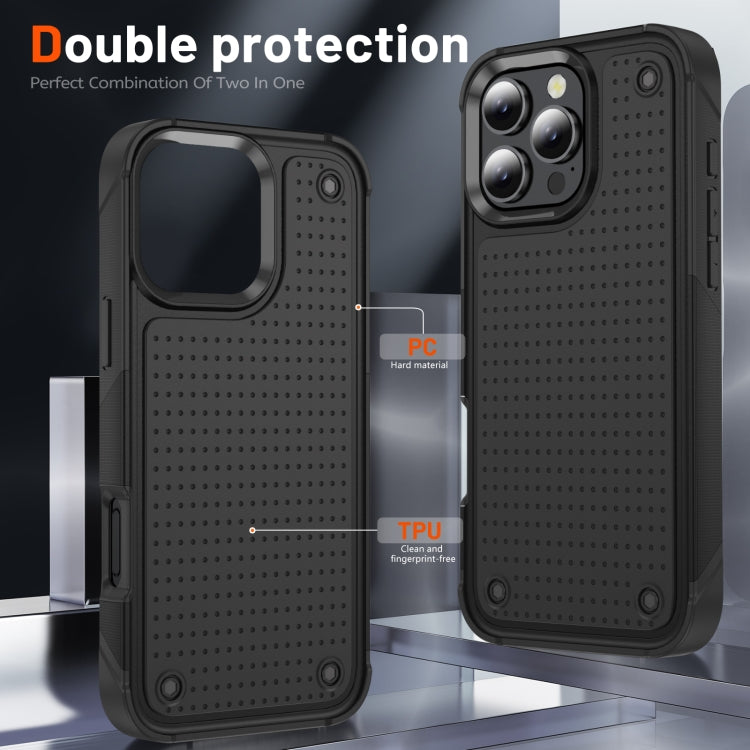 For iPhone 16 Pro PC + TPU Shockproof Protective Phone Case(Black+Black) by buy2fix