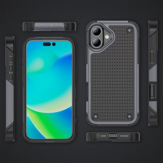 For iPhone 16 Plus PC + TPU Shockproof Protective Phone Case(Grey+Black) - iPhone 16 Plus Cases by buy2fix | Online Shopping UK | buy2fix