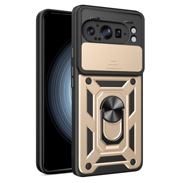 For Google Pixel 9 Pro XL Sliding Camera Cover Design TPU+PC Phone Case(Gold) by buy2fix