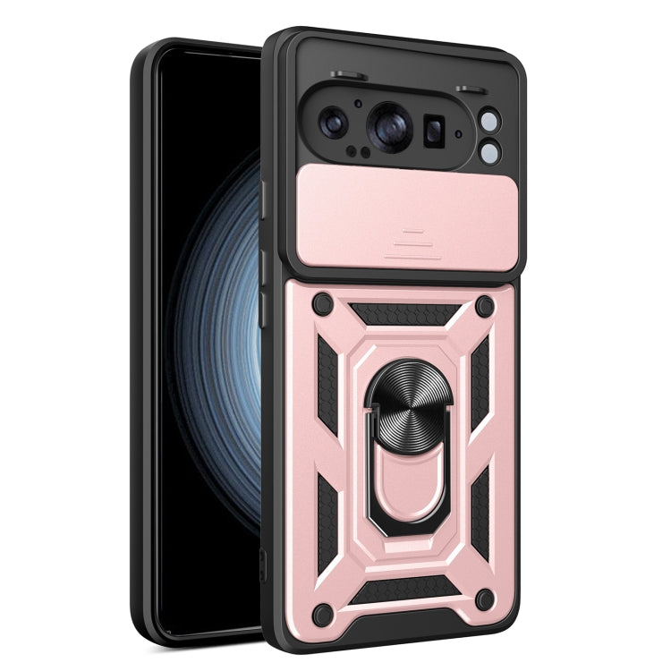 For Google Pixel 9 Pro XL Sliding Camera Cover Design TPU+PC Phone Case(Rose Gold) by buy2fix