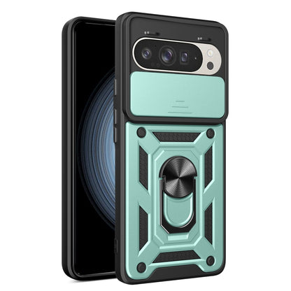 For Google Pixel 9 / 9 Pro Sliding Camera Cover Design TPU+PC Phone Case(Green) by buy2fix