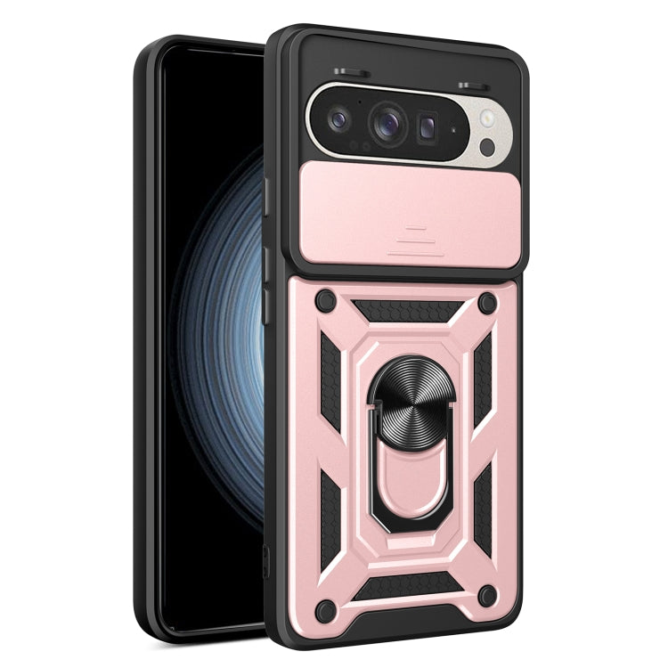 For Google Pixel 9 / 9 Pro Sliding Camera Cover Design TPU+PC Phone Case(Rose Gold) by buy2fix