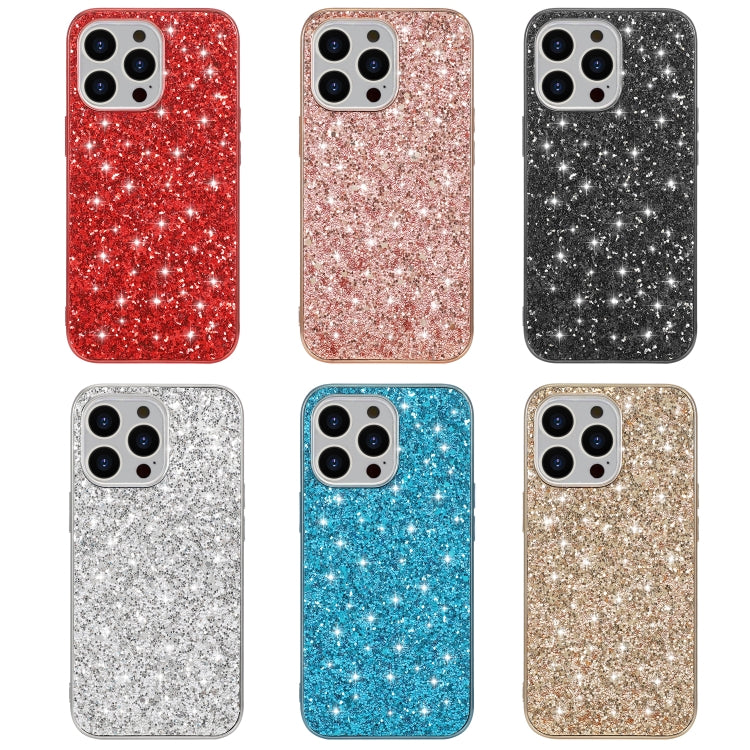 For iPhone 16 Pro Max Glitter Powder Shockproof TPU Phone Case(Blue) by buy2fix