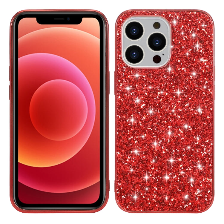 For iPhone 16 Pro Max Glitter Powder Shockproof TPU Phone Case(Red) by buy2fix