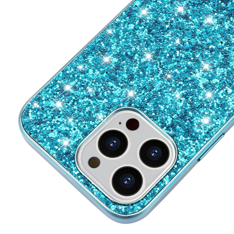 For iPhone 16 Pro Glitter Powder Shockproof TPU Phone Case(Blue) by buy2fix