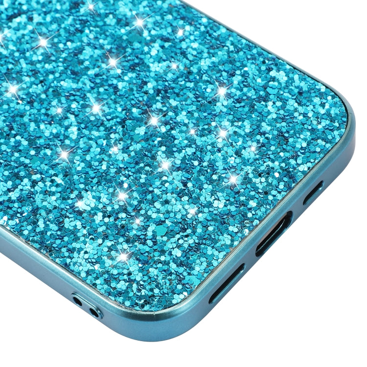 For iPhone 16 Pro Glitter Powder Shockproof TPU Phone Case(Blue) by buy2fix