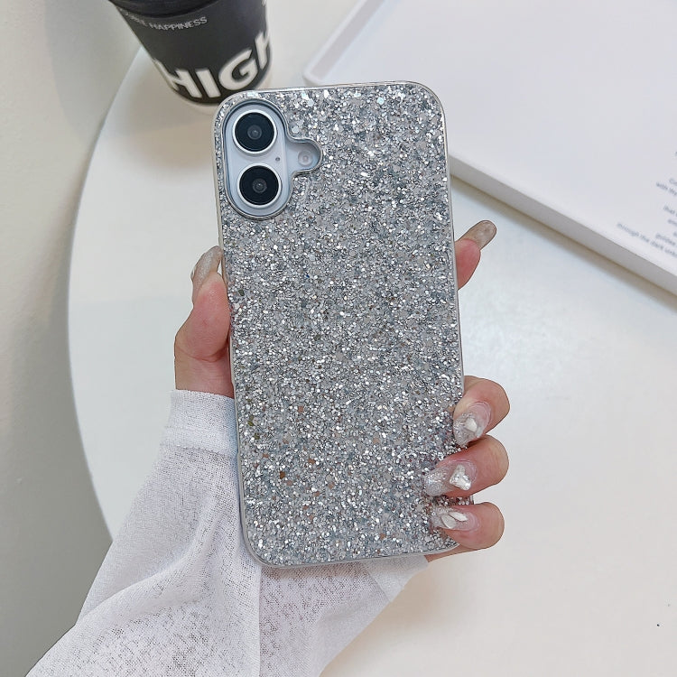 For iPhone 16 Plus Glitter Powder Shockproof TPU Phone Case(Silver) by buy2fix