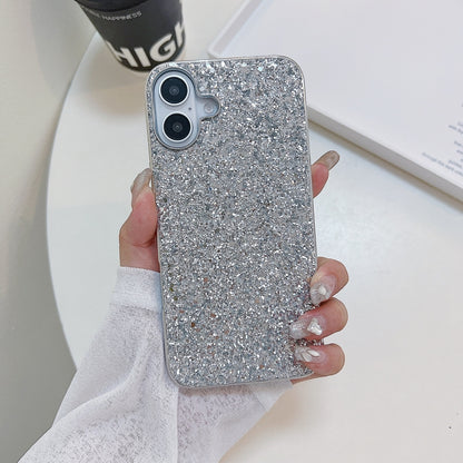 For iPhone 16 Plus Glitter Powder Shockproof TPU Phone Case(Silver) by buy2fix