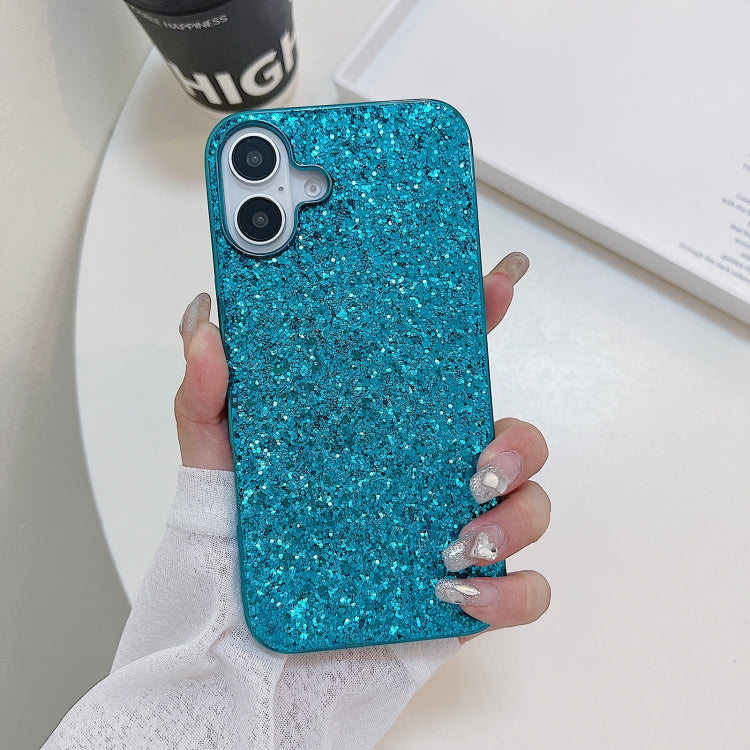 For iPhone 16 Plus Glitter Powder Shockproof TPU Phone Case(Blue) by buy2fix