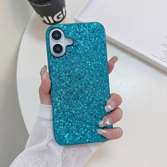 For iPhone 16 Plus Glitter Powder Shockproof TPU Phone Case(Blue) by buy2fix