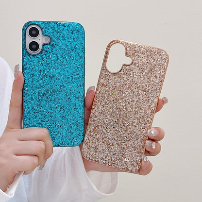 For iPhone 16 Plus Glitter Powder Shockproof TPU Phone Case(Blue) by buy2fix