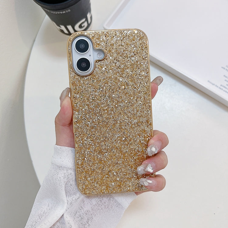 For iPhone 16 Plus Glitter Powder Shockproof TPU Phone Case(Gold) by buy2fix