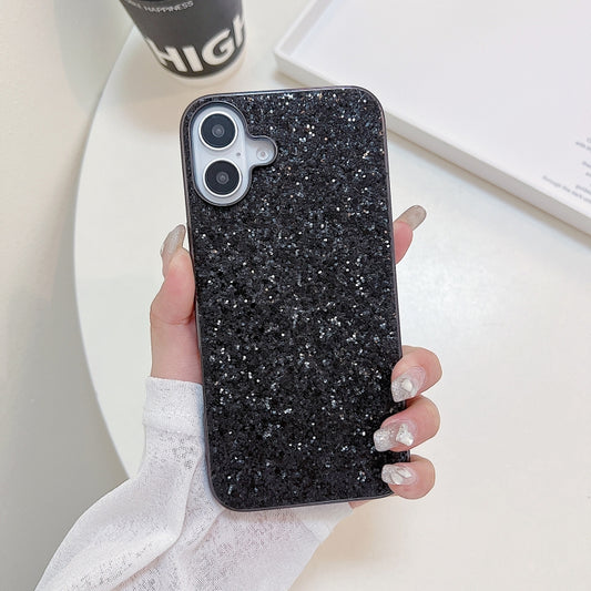 For iPhone 16 Plus Glitter Powder Shockproof TPU Phone Case(Black) by buy2fix