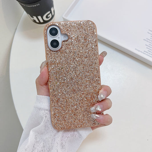 For iPhone 16 Plus Glitter Powder Shockproof TPU Phone Case(Rose Gold) by buy2fix
