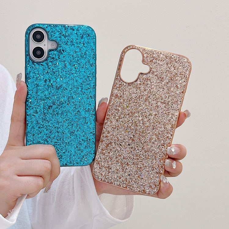 For iPhone 16 Plus Glitter Powder Shockproof TPU Phone Case(Rose Gold) by buy2fix
